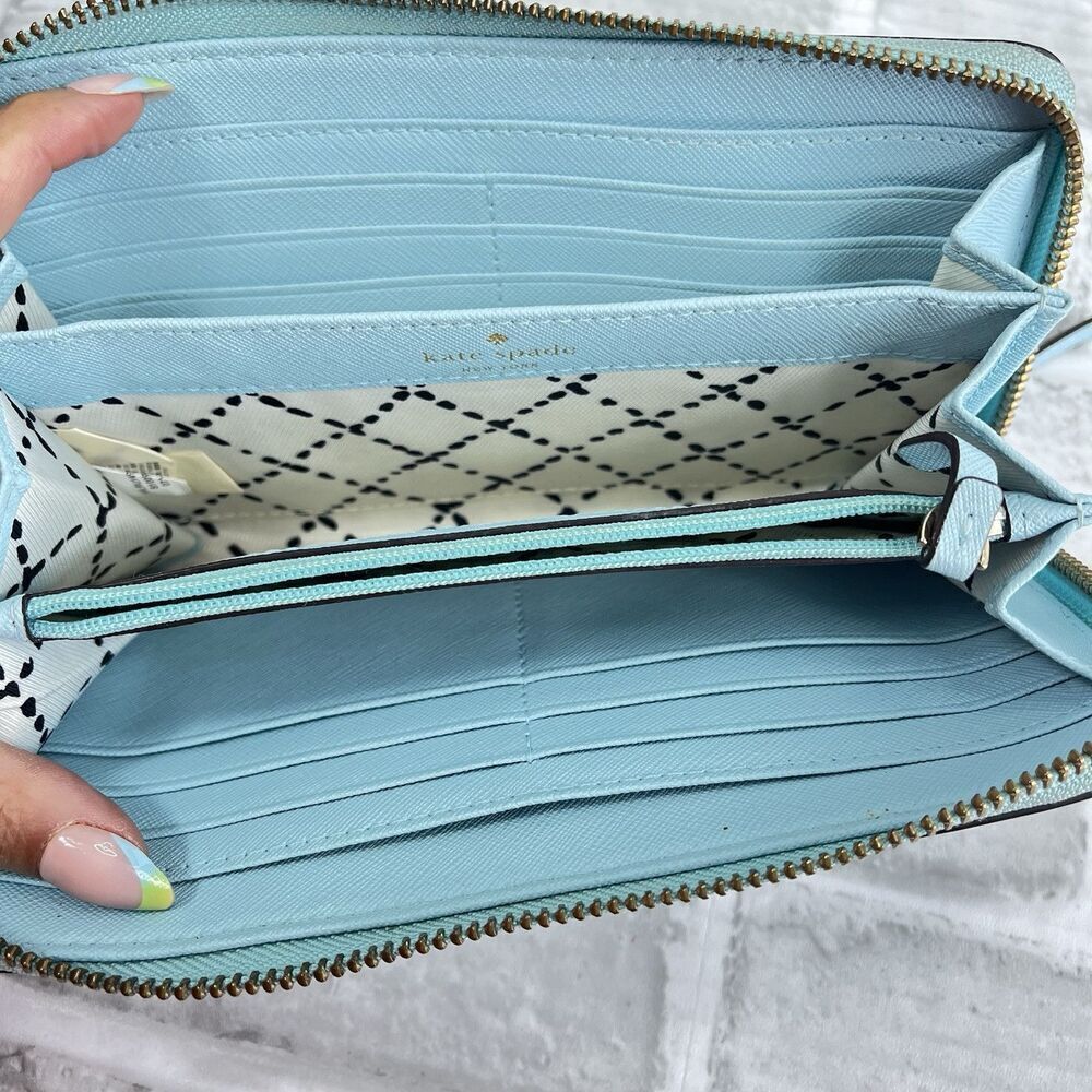 Kate Spade Laurel Way Neda Light Blue Saffiano Leather Large Wallet - Picture 11 of 15